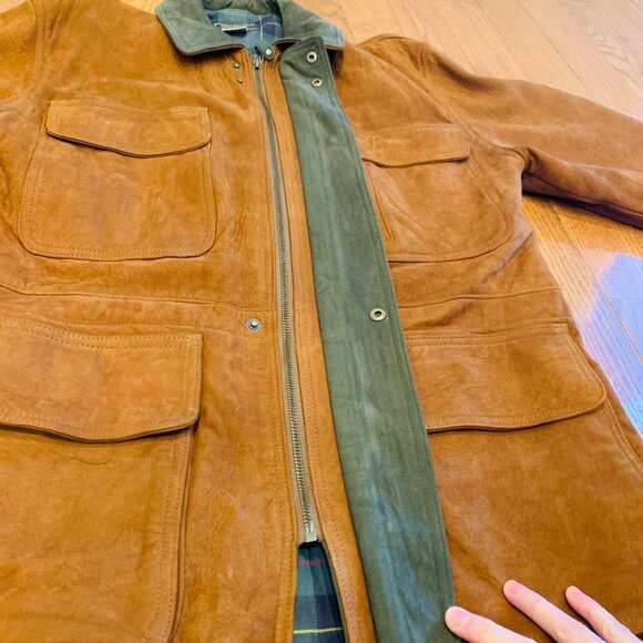 Brooks Brothers Men's Suede Leather Hunting Field Shooting Jacket Car Coat - Picture 14 of 16